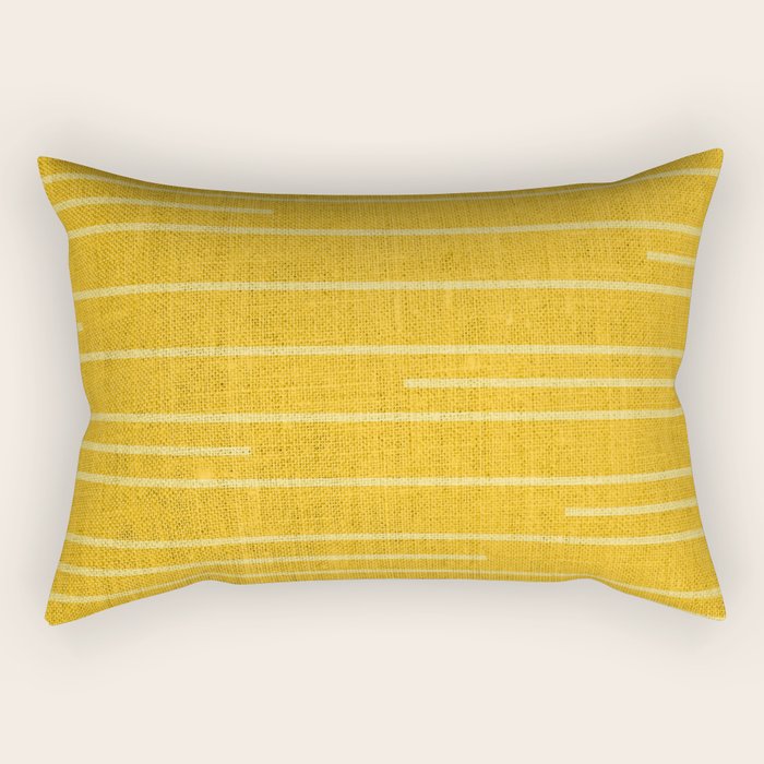 Geometric Art, Colorful Stripes, Yellow Rectangular Pillow
