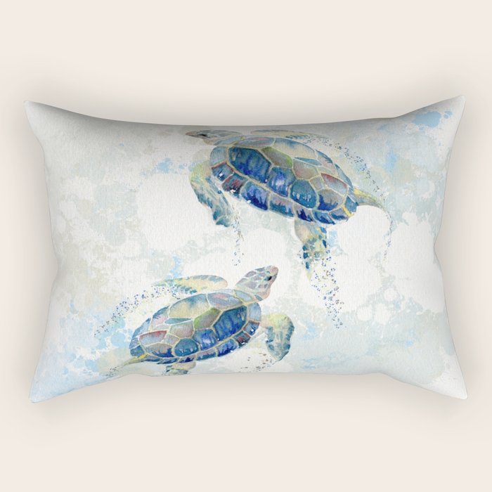 Swimming Together 2 - Sea Turtle  Rectangular Pillow