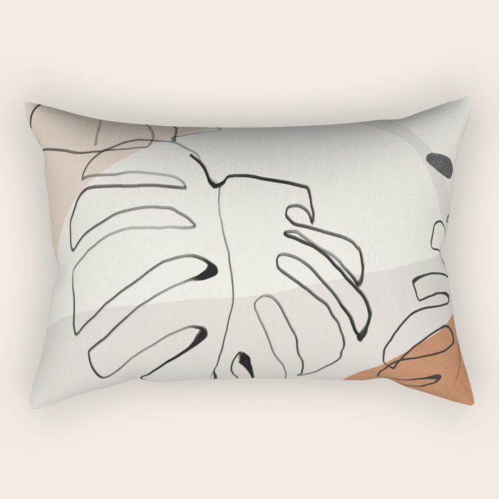Minimal Abstract Art- Monstera Rectangular Pillow