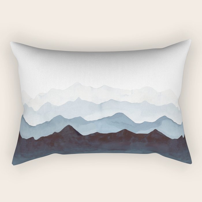Indigo Mountains Landscape Rectangular Pillow