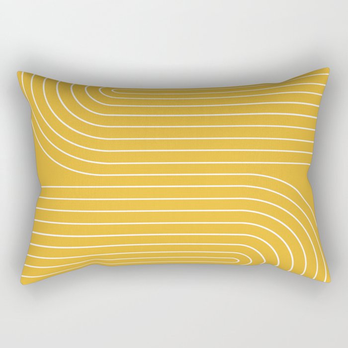 Minimal Line Curvature Viii Golden Yellow Mid Century Modern Arch Abstract Rectangular Pillow