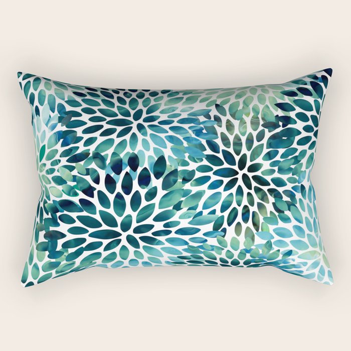 Floral Watercolor, Navy, Blue Teal, Abstract Watercolor Rectangular Pillow