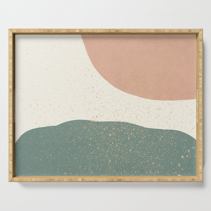 Minimalist Painting - Terra Green Serving Tray