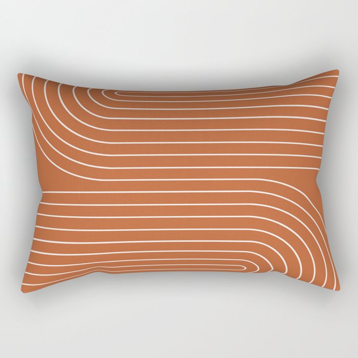 Minimal Line Curvature Ix Red Mid Century Modern Arch Abstract Rectangular Pillow