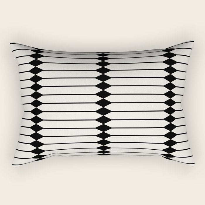 Minimal Geometric Pattern - Black Rectangular Pillow