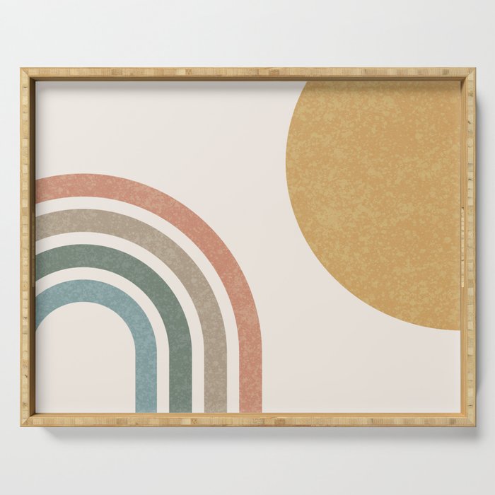 Mid Century Colorful Sun And Rainbow Serving Tray