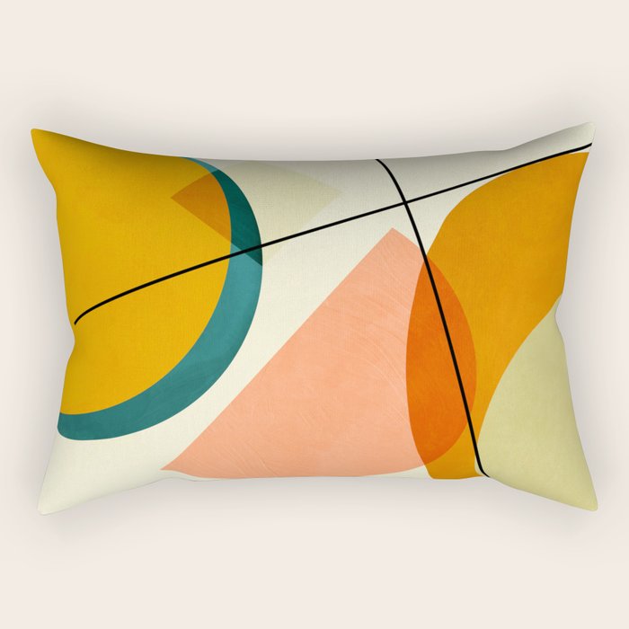 Mid Century Geometric Shapes Painted Abstract Iii Rectangular Pillow