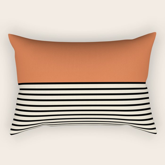 Sunrise Sunset I - Orange Black Rectangular Pillow