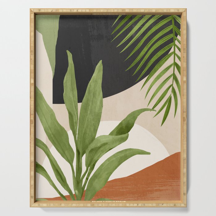 Abstract Art Tropical Leaf 11 Serving Tray