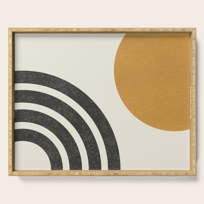 Mid Century Modern Landscape - Sun And Rainbow  Serving Tray