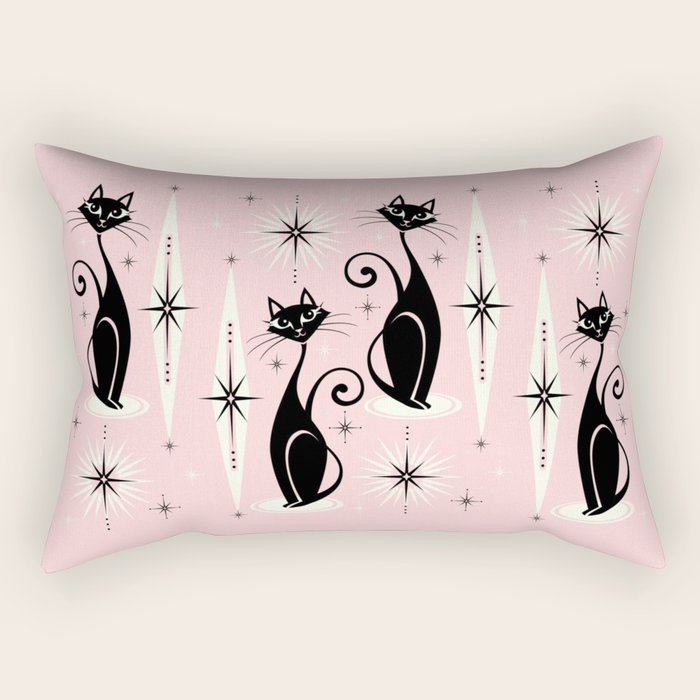 Mid Century Meow Retro Atomic Cats ©Studioxtine Rectangular Pillow