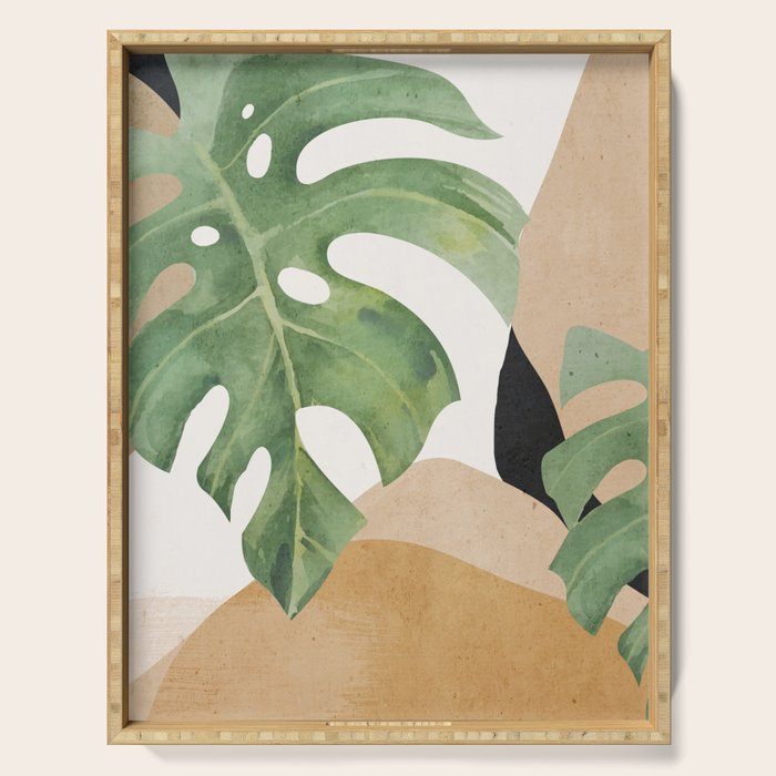 Abstract Art Tropical Leaves 3 Serving Tray