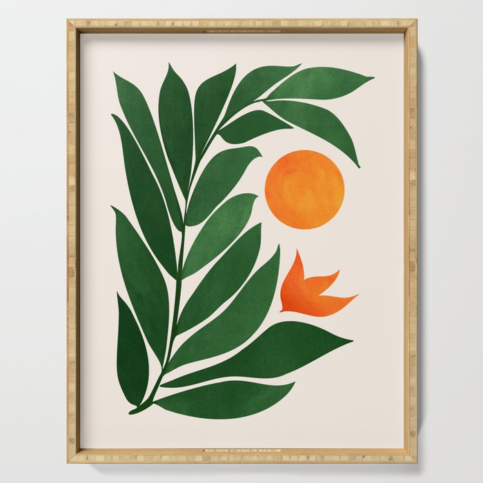 Tropical Forest Sunset / Mid Century Abstract Shapes Serving Tray