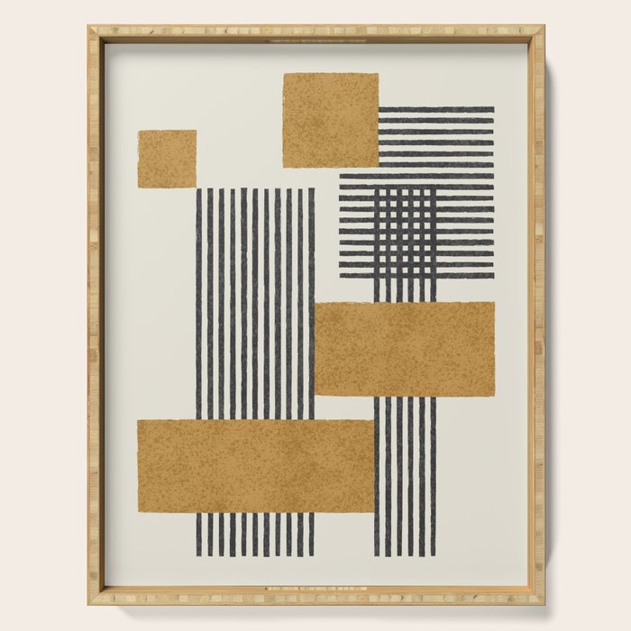 Stripes And Square Composition - Abstract Serving Tray