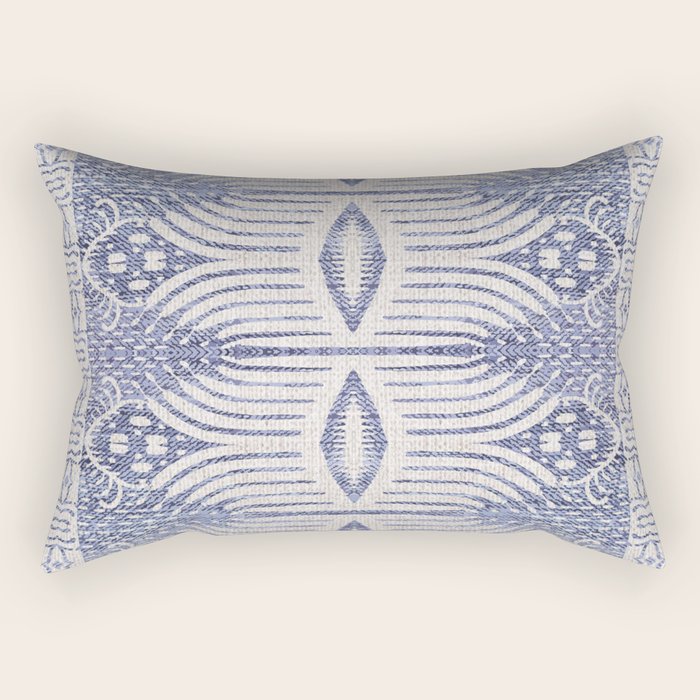 French Linen Tribal Ikat Rectangular Pillow