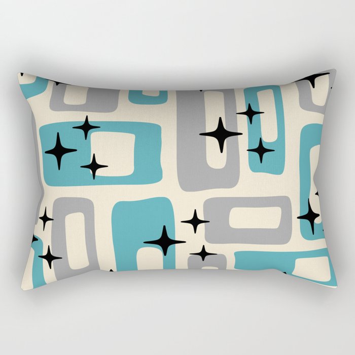 Mid Century Modern Decoration Kitsch 223 Blue And Gray Rectangular Pillow