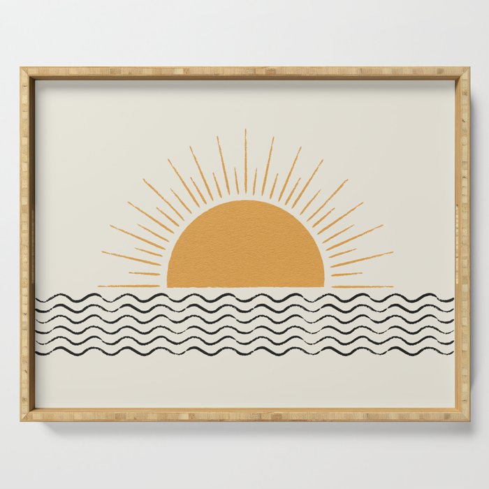 Sunrise Ocean -  Mid Century Modern Style Serving Tray