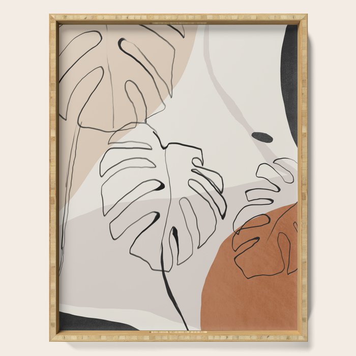 Minimal Abstract Art- Monstera Serving Tray