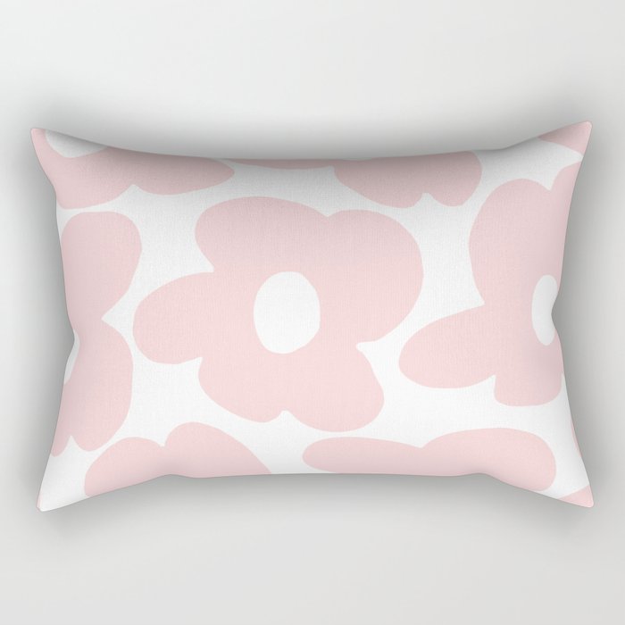 Large Baby Pink Retro Flowers On White Background #Decor #Homestorie #Buyart Rectangular Pillow
