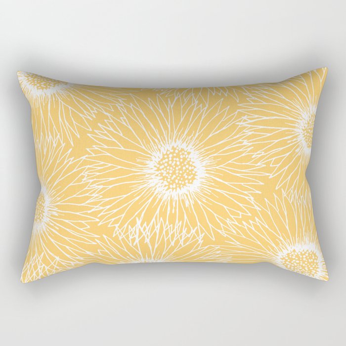 Yellow Sunflowers Line Art Rectangular Pillow