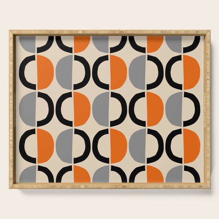 Mid Century Decor 548 Beige Black Gray And Orange Serving Tray
