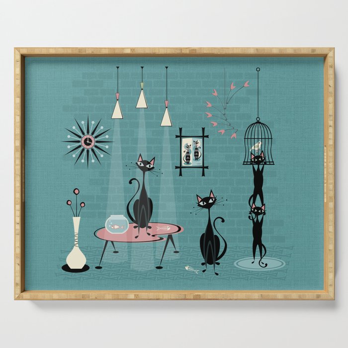 Mid Century Kitty Mischief - ©Studioxtine Serving Tray