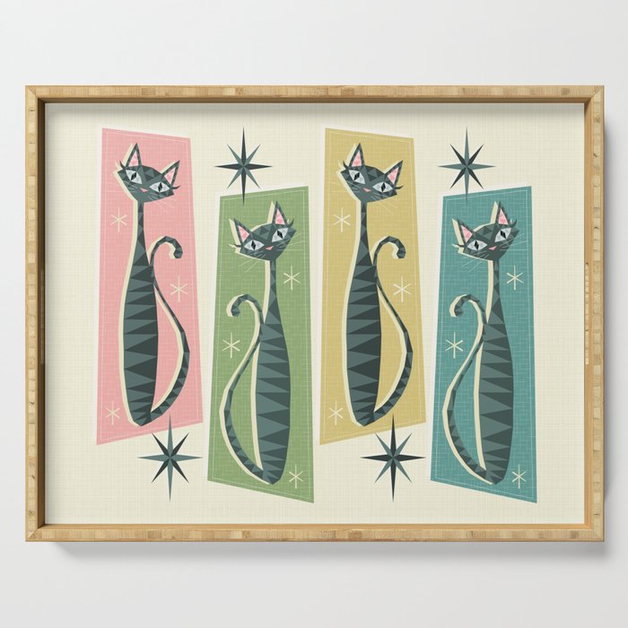Retro Patchwork Tabbies ©Studioxtine Serving Tray