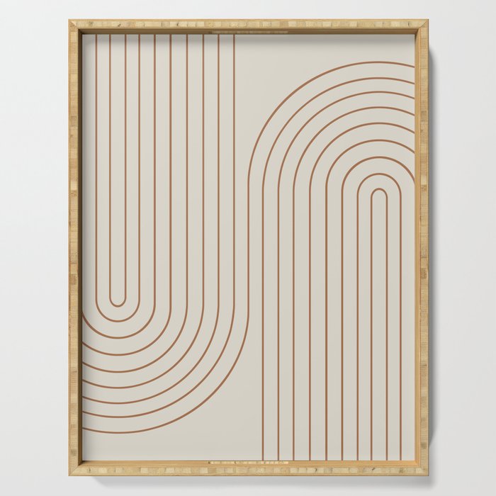Minimal Line Curvature Vi Earthy Natural Mid Century Modern Arch Abstract Serving Tray