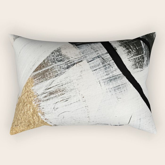Armor [9]: A Minimal Abstract Piece In Black White And Gold By Alyssa Hamilton Art Rectangular Pillow