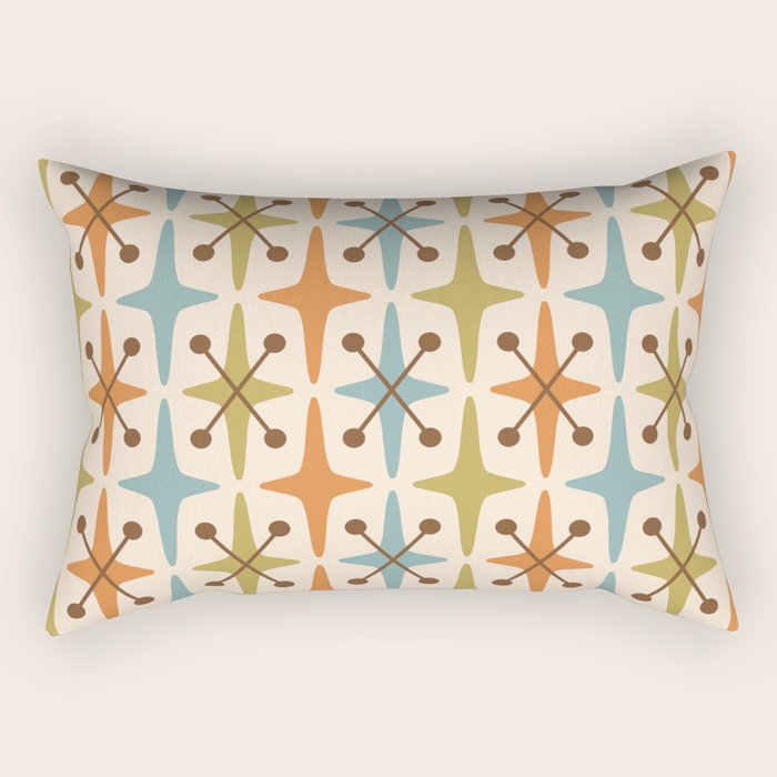 Mid Century Modern Googie Star Pattern Mid Mod Rectangular Pillow