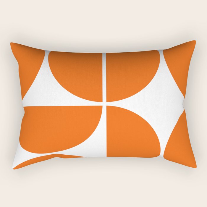 Mid Century Modern Orange Square Rectangular Pillow