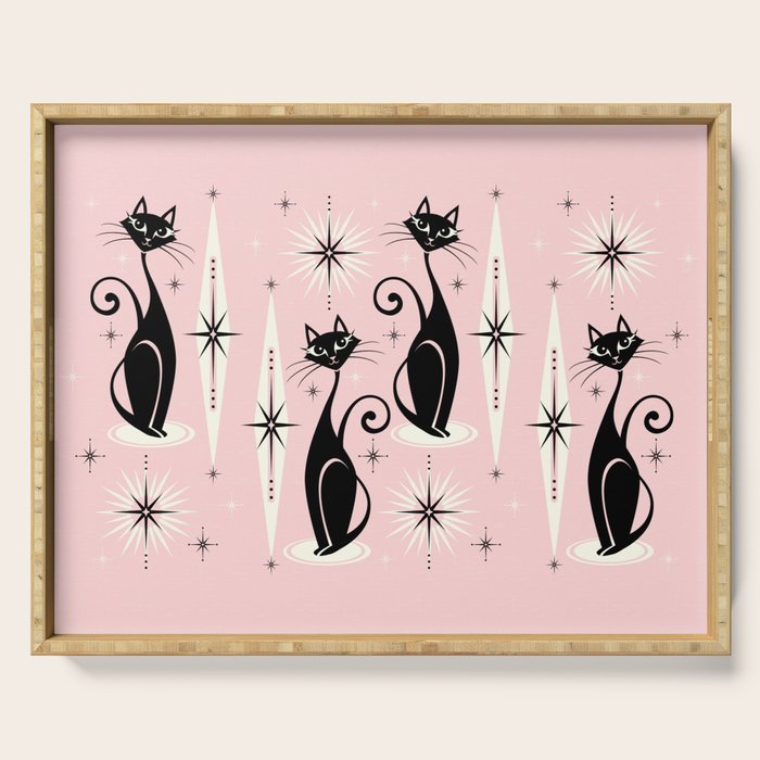 Mid Century Meow Retro Atomic Cats ©Studioxtine Serving Tray
