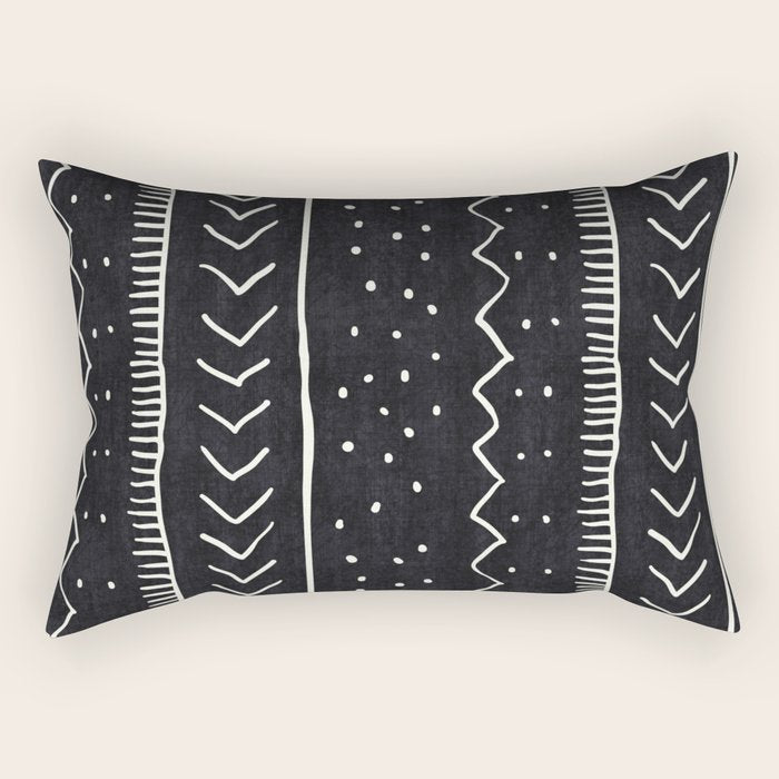 Cute Geometric Stripe In Black And White Rectangular Pillow
