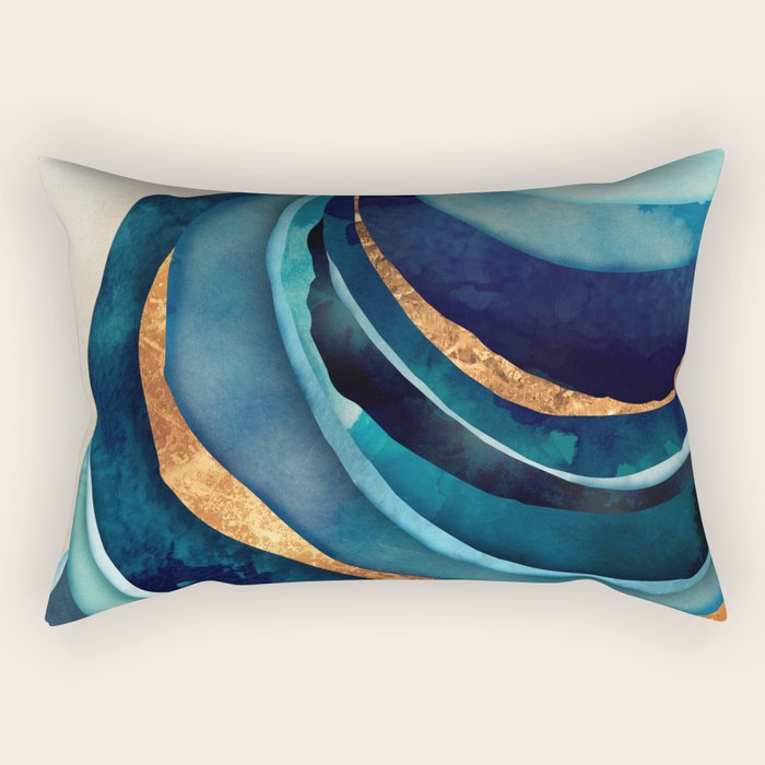 Abstract Blue With Gold Rectangular Pillow