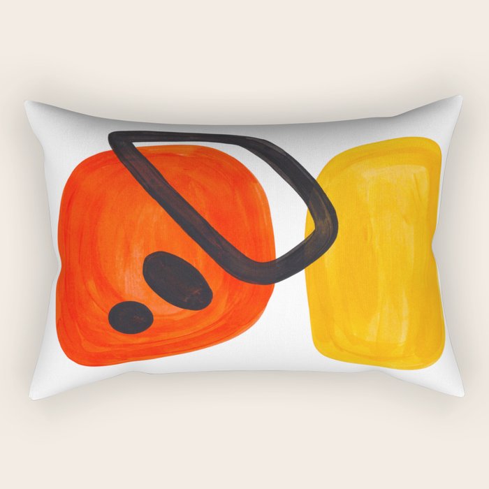 Midcentury Modern Colorful Abstract Pop Art Space Age Fun Bright Orange Yellow Colors Minimalist Rectangular Pillow