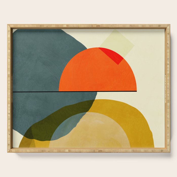 Mid Century Geometric Modern Painting Abstract Ii Serving Tray
