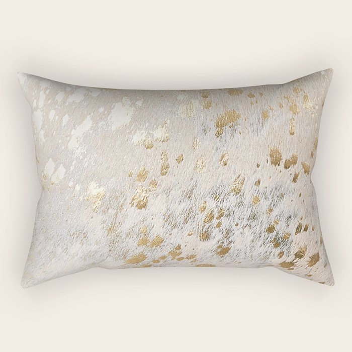 Gold Cowhide Metallic Rectangular Pillow