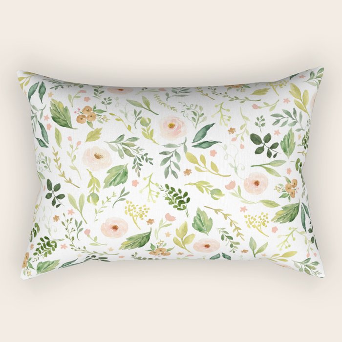 Botanical Spring Flowers Rectangular Pillow