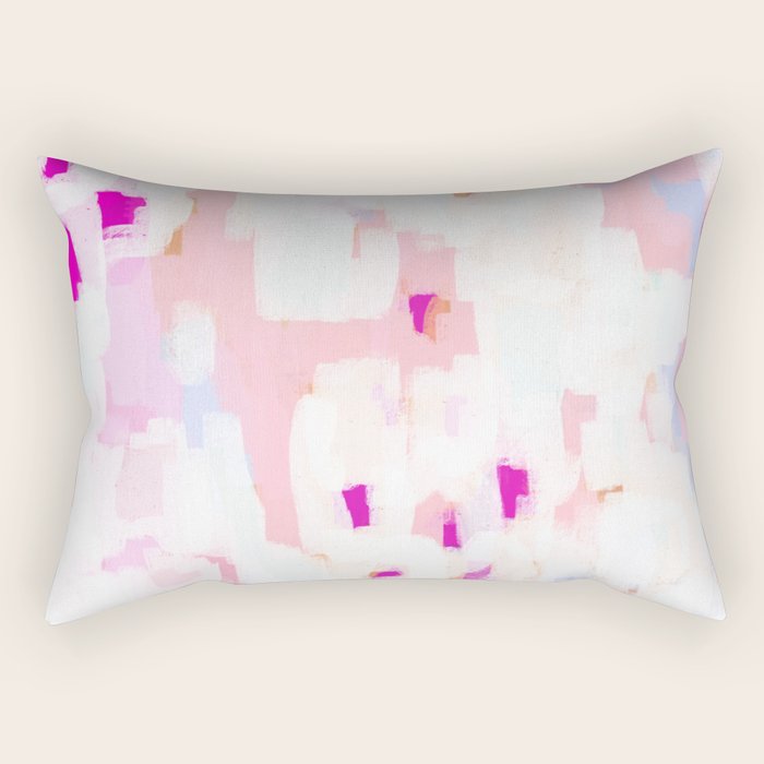 Netta - Abstract Painting Pink Pastel Bright Happy Modern Home Office Dorm College Decor Rectangular Pillow