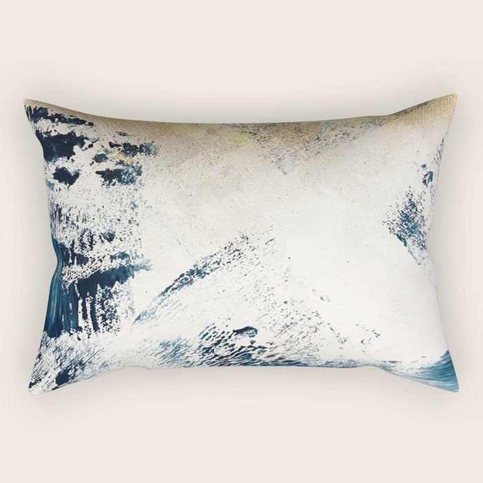 Sunset [1]: A Bright, Colorful Abstract Piece In Blue, Gold, And White By Alyssa Hamilton Art Rectangular Pillow