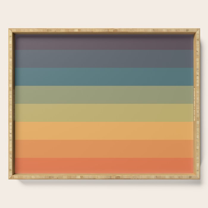 Colorful Retro Striped Rainbow Serving Tray
