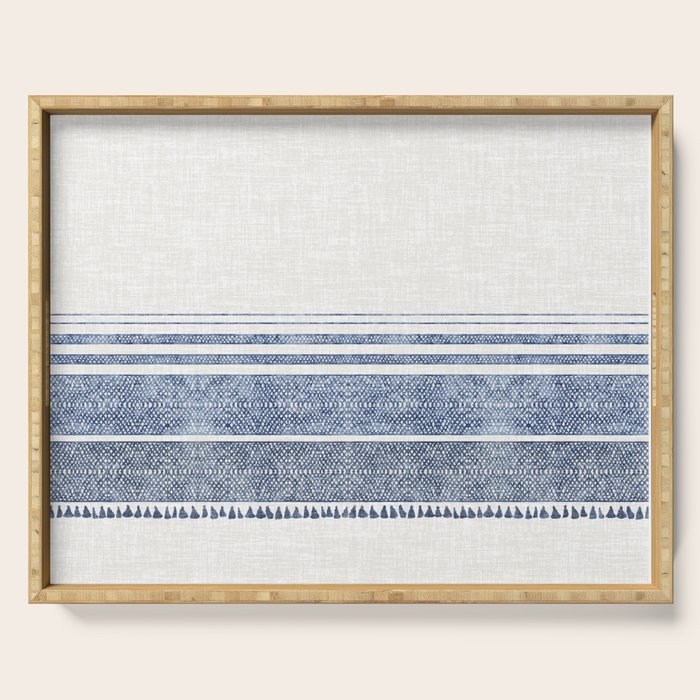 French Linen Chambray Tassel Serving Tray