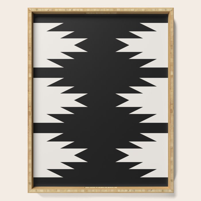 Geometric Southwestern Minimalism - Black And White Serving Tray
