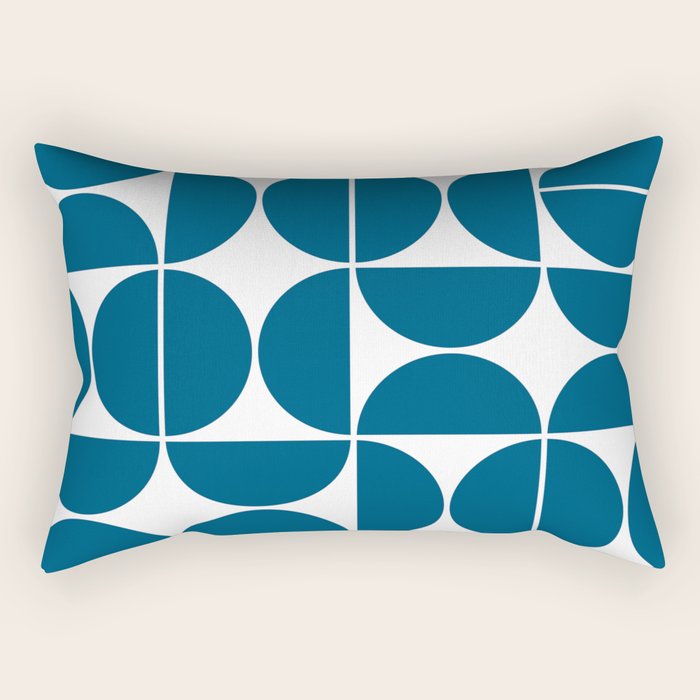 Mid Century Modern Geometric 04 Blue Rectangular Pillow