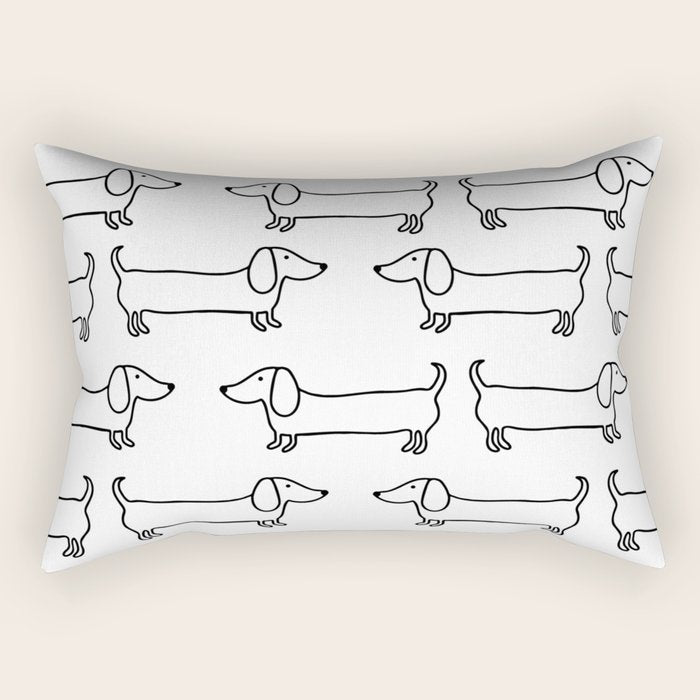 Dachshund In Black-White Rectangular Pillow