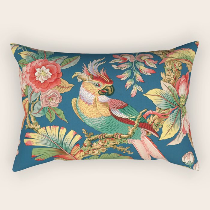 Antique French Chinoiserie In Blue Rectangular Pillow