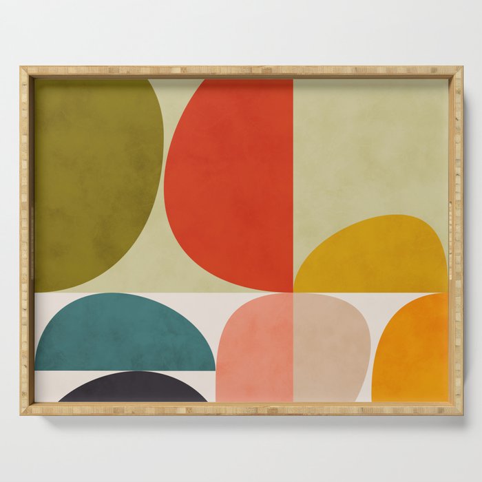 Shapes Of Mid Century Geometry Art Serving Tray