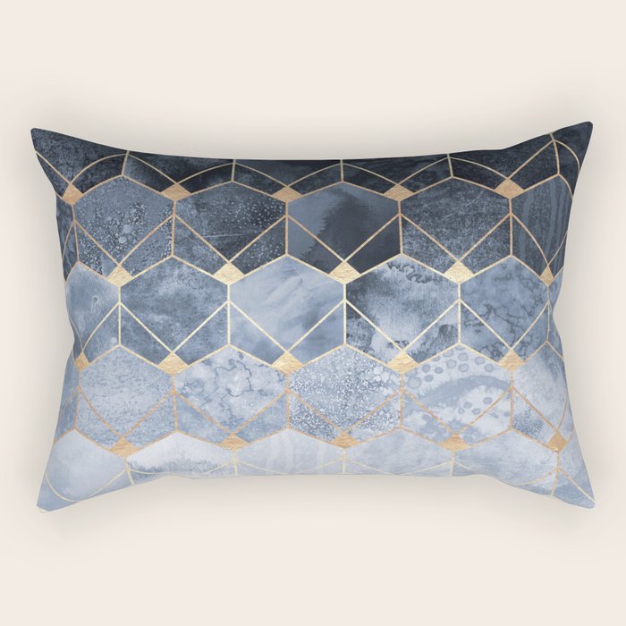 Blue Hexagons And Diamonds Rectangular Pillow