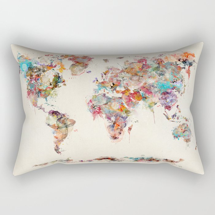 World Map Watercolor Deux Rectangular Pillow