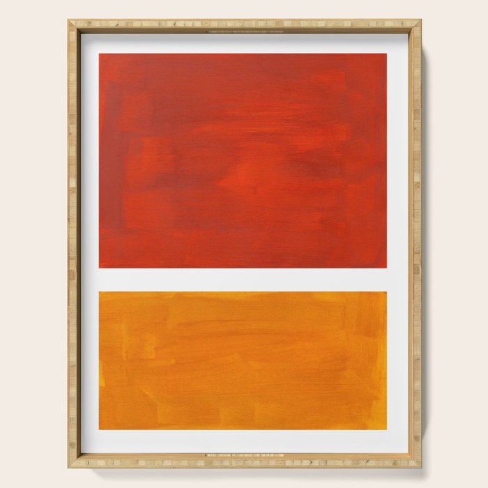 Burnt Orange Yellow Ochre Mid Century Modern Abstract Minimalist Rothko Color Field Squares Serving Tray